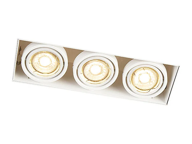 Spot encastré blanc orientable et inclinable sans bordure 3 lumières - Oneon