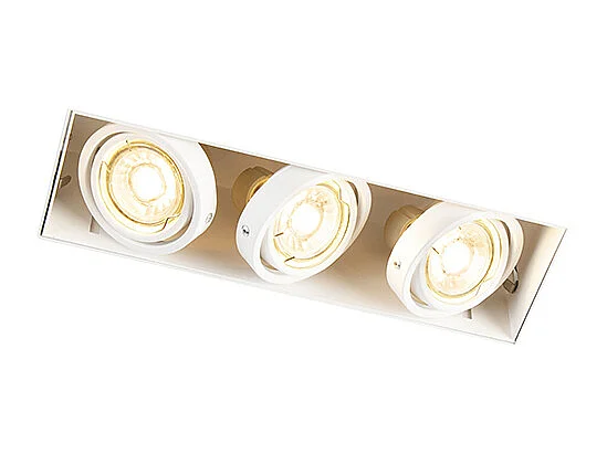 Spot encastré blanc orientable et inclinable sans bordure 3 lumières - Oneon