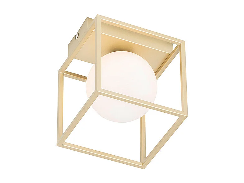 Plafonnier design doré avec verre blanc - Aniek