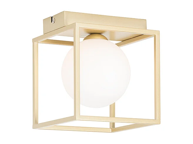 Plafonnier design doré avec verre blanc - Aniek