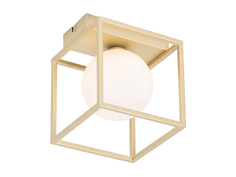 Plafonnier design doré avec verre blanc - Aniek