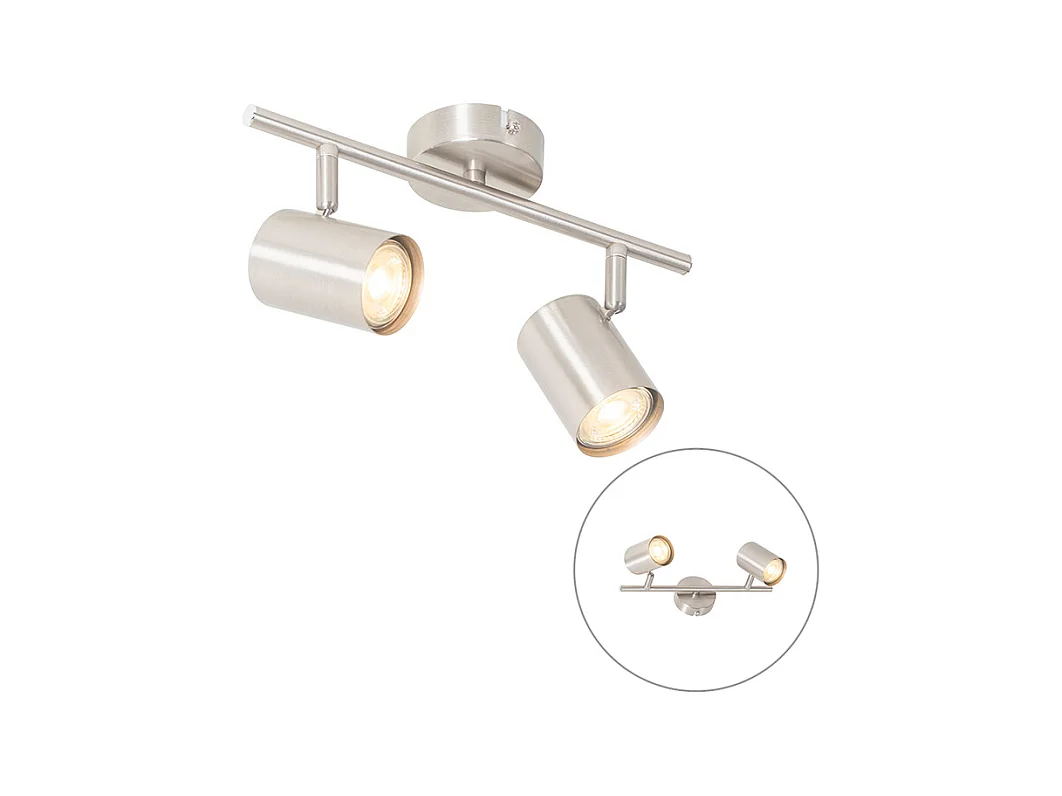 Plafonnier moderne en acier 2 lumières réglable - Jeana