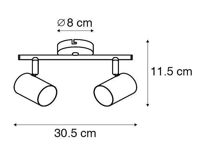 Plafonnier moderne en acier 2 lumières orientables - Jeana