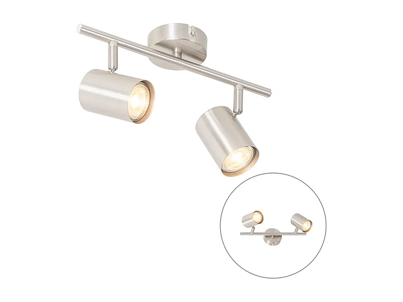 Plafonnier moderne en acier 2 lumières orientables - Jeana