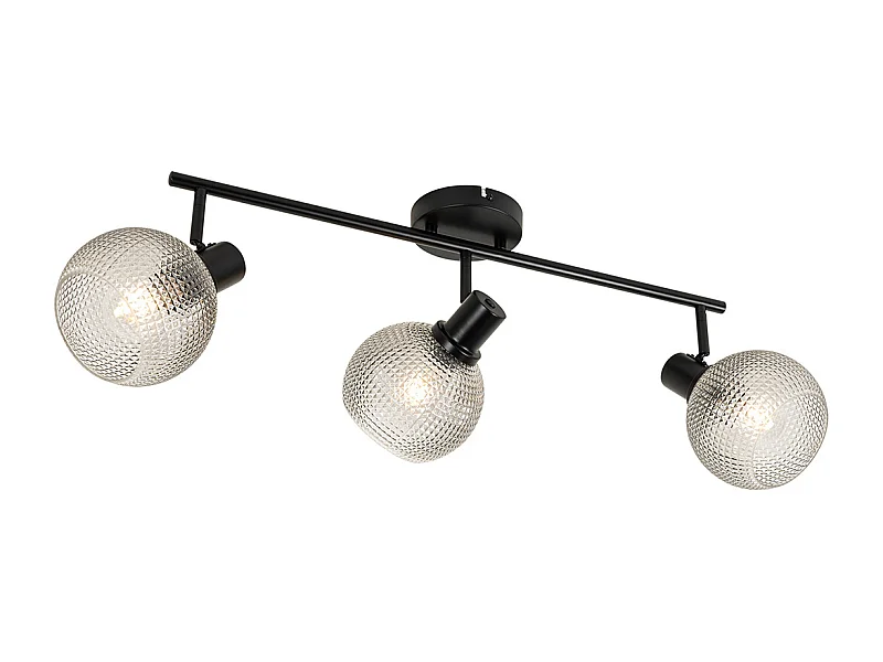 Spot design noir avec verre fumé 3 lumières - Chico