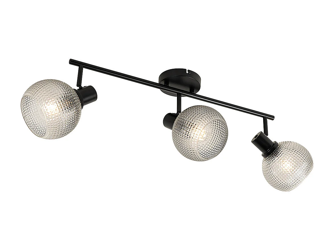 Spot design noir avec verre fumé 3 lumières - Chico