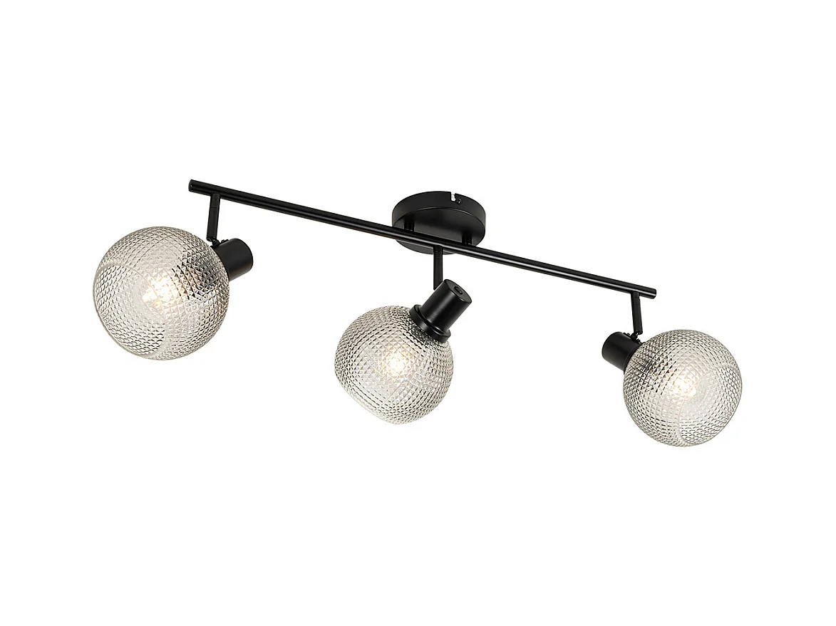 Spot design noir avec verre fumé 3 lumières - Chico