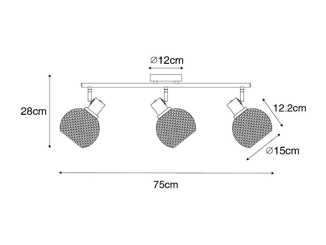 Spot design noir avec verre fumé 3 lumières - Chico