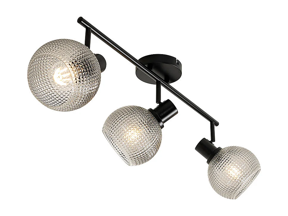 Spot design noir avec verre fumé 3 lumières - Chico