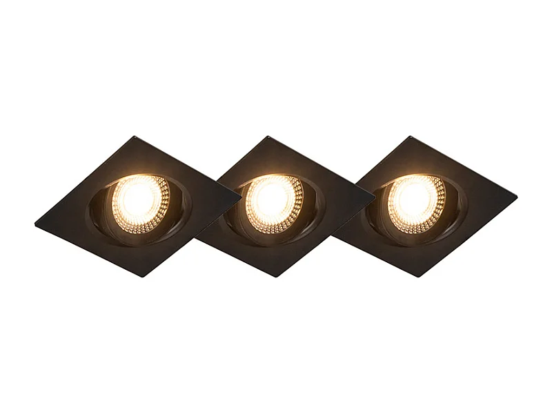 Lot de 3 spots encastrés noirs avec LED à intensité variable 3 niveaux - Miu