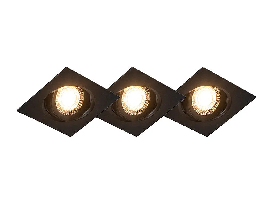 Lot de 3 spots encastrés noirs avec LED à intensité variable 3 niveaux - Miu