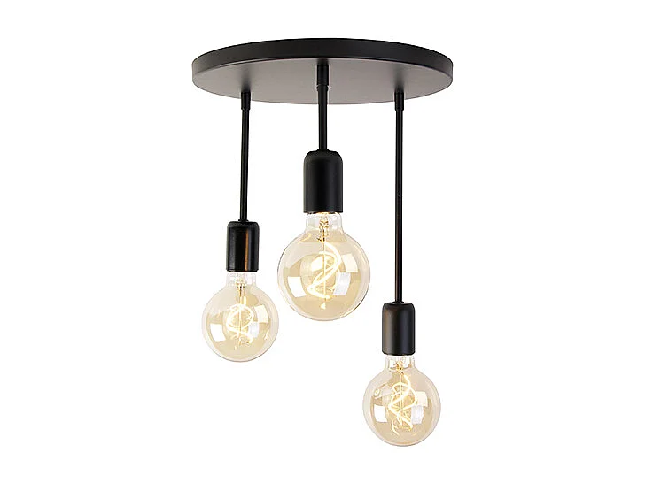 Plafonnier moderne noir 3 lumières - Facil