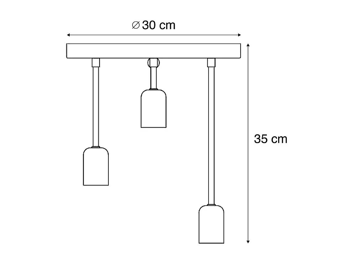 Plafonnier moderne noir 3 lumières - Facil