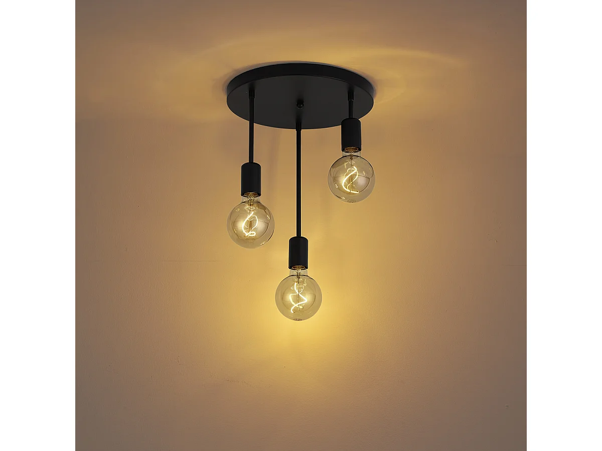 Plafonnier moderne noir 3 lumières - Facil