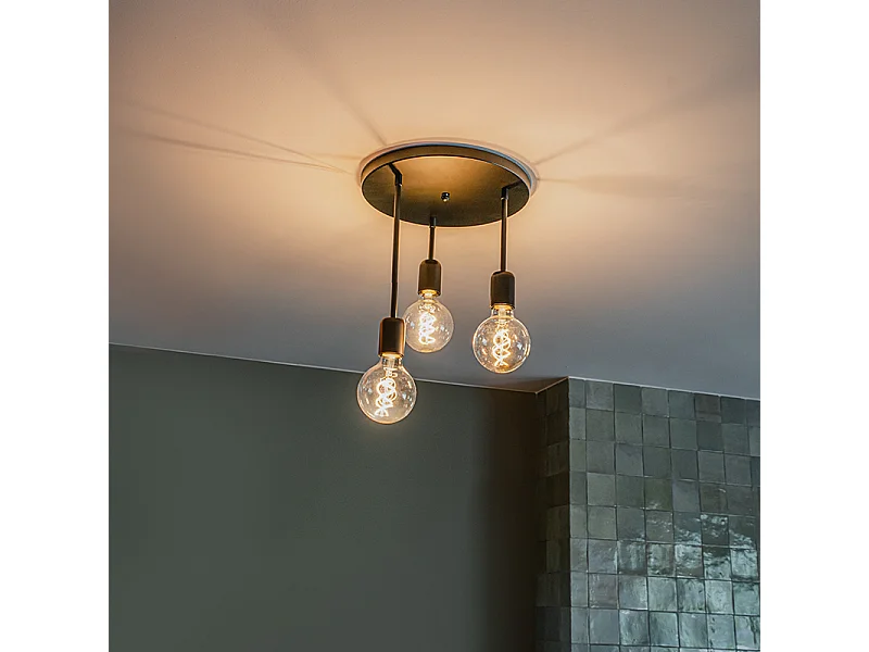 Plafonnier moderne noir 3 lumières - Facil