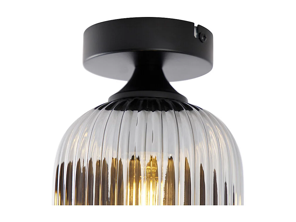 Plafonnier art déco noir avec verre fumé - Banci