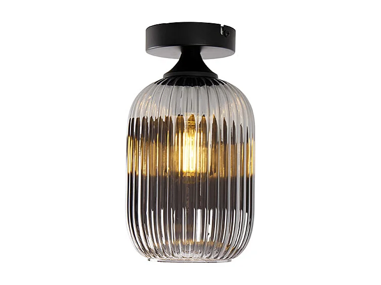 Plafonnier art déco noir avec verre fumé - Banci
