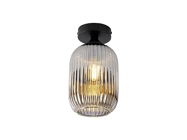 Plafonnier art déco noir avec verre fumé - Banci