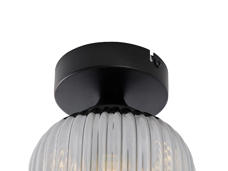 Plafonnier Art Déco noir avec verre fumé - Banci