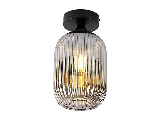 Plafonnier Art Déco noir avec verre fumé - Banci