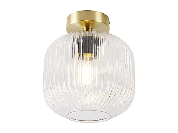 Plafonnier Art Déco Laiton avec Verre Transparent - Karel