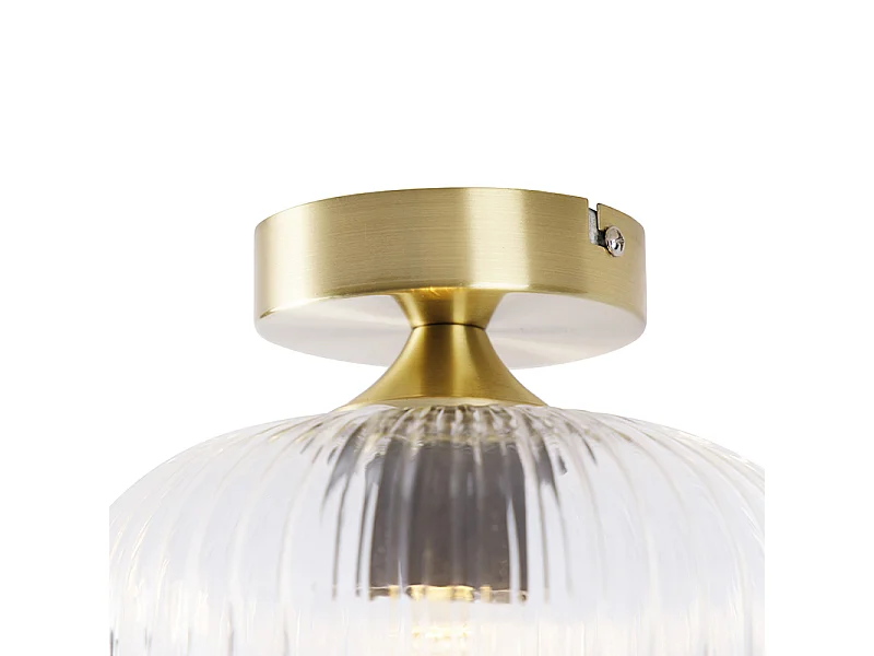 Plafonnier Art Déco Laiton avec Verre Transparent - Karel