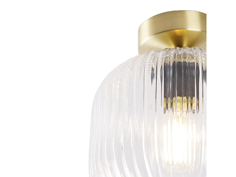 Plafonnier Art Déco Laiton avec Verre Transparent - Karel