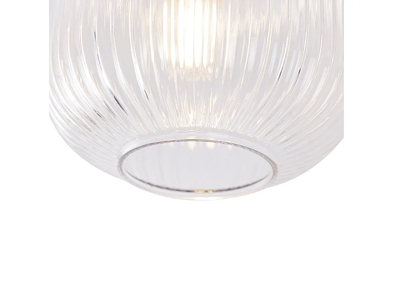 Plafonnier Art Déco Laiton avec Verre Transparent - Karel