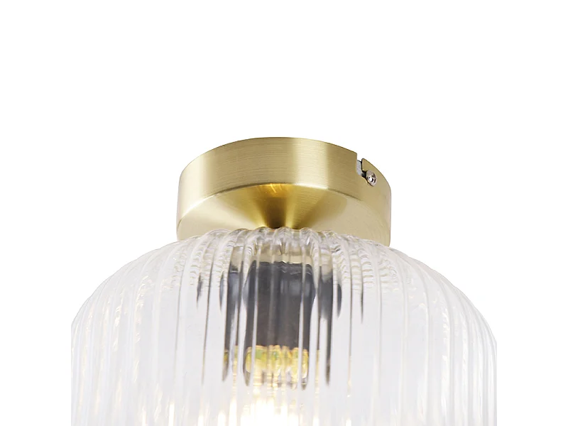 Plafonnier Art Déco Laiton avec Verre Transparent - Karel