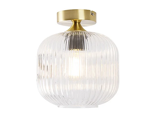 Plafonnier Art Déco Laiton avec Verre Transparent - Karel