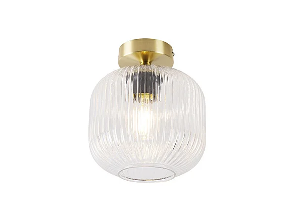 Plafonnier Art Déco Laiton avec Verre Transparent - Karel