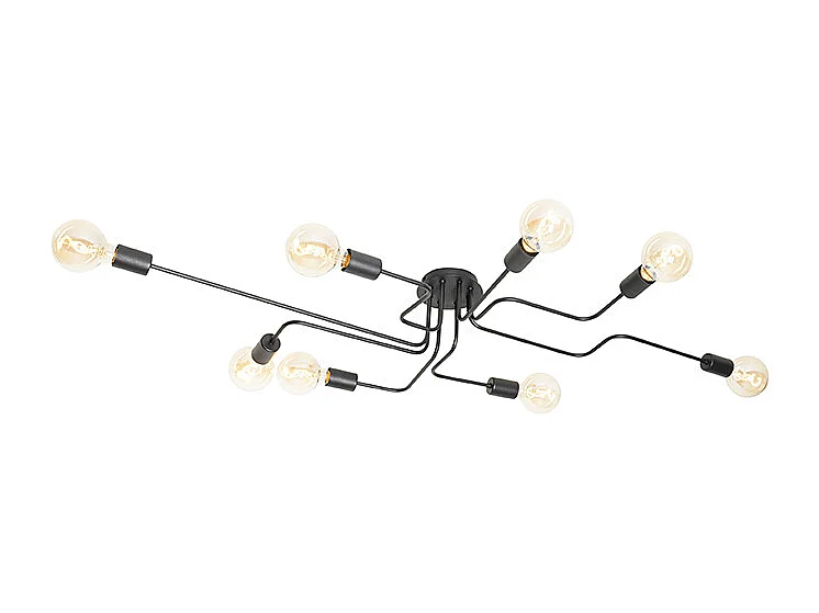 Plafonnier design noir 8 lumières - Facile