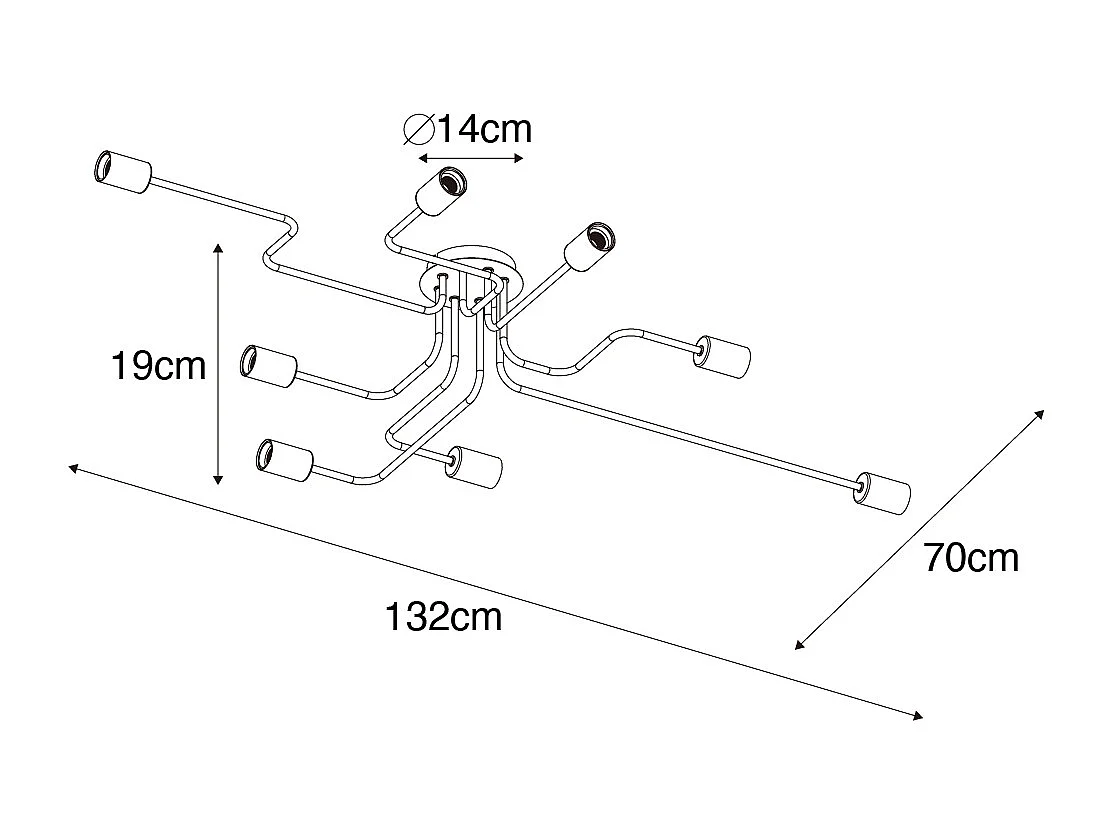Plafonnier design noir 8 lumières - Facile