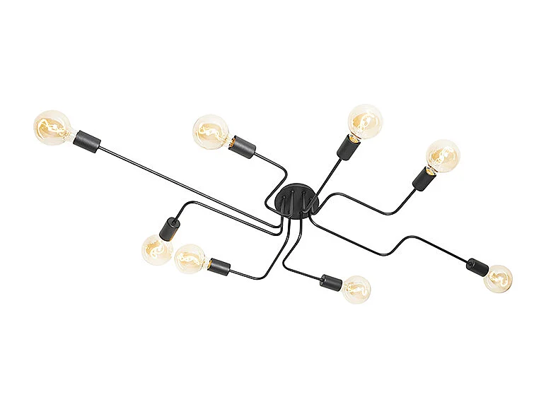 Plafonnier design noir 8 lumières - Facile