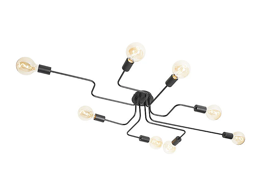 Plafonnier design noir 8 lumières - Facile