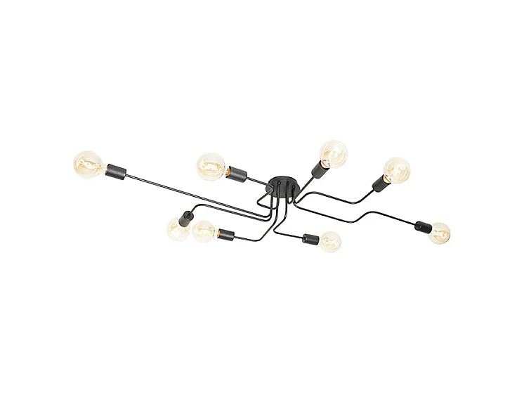 Plafonnier design noir 8 lumières - Facile