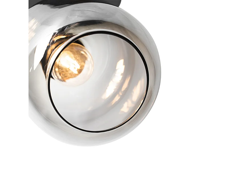 Spot de plafond design noir avec or avec verre fumé - Zuzanna