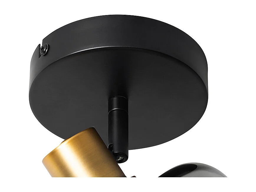 Spot de plafond design noir avec or et verre fumé - Zuzanna