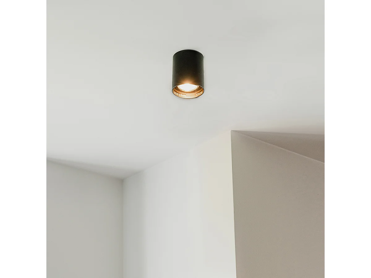 Spot en saillie moderne noir GU10 50mm - Tubo