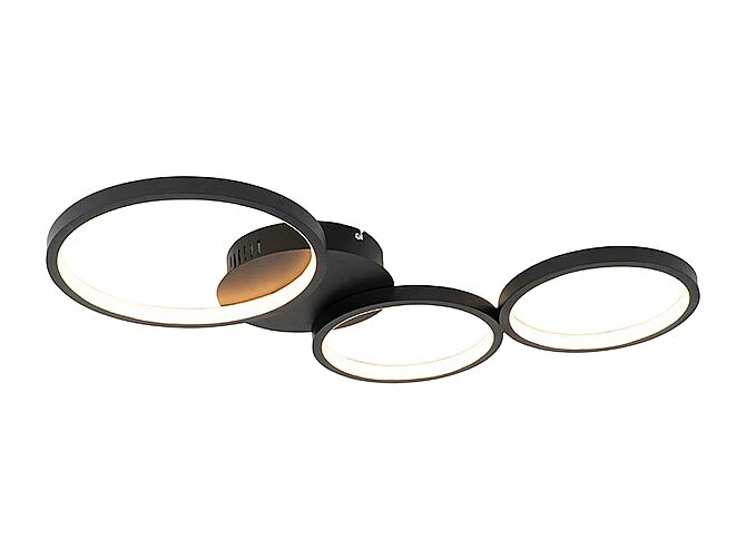 Plafonnier noir avec LED dimmable 3 niveaux 3 lumières - Pande