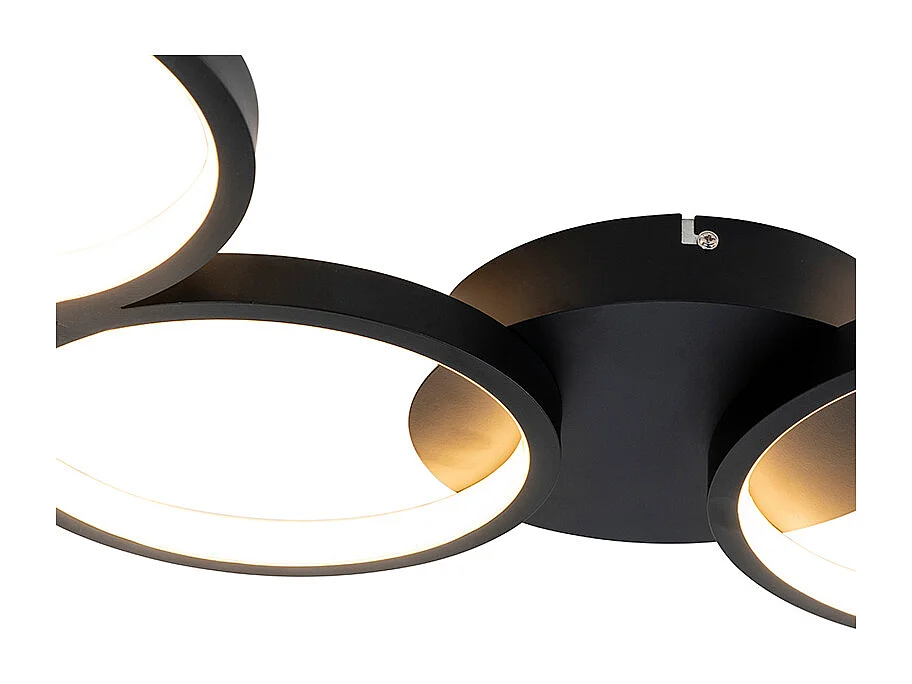 Plafonnier noir avec LED dimmable 3 niveaux 3 lumières - Pande