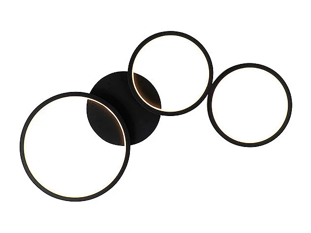 Plafonnier noir avec LED dimmable 3 niveaux 3 lumières - Pande