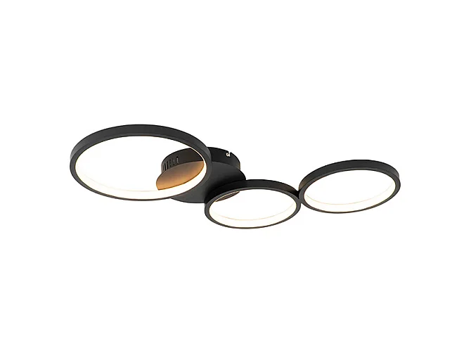 Plafonnier noir avec LED dimmable 3 niveaux 3 lumières - Pande