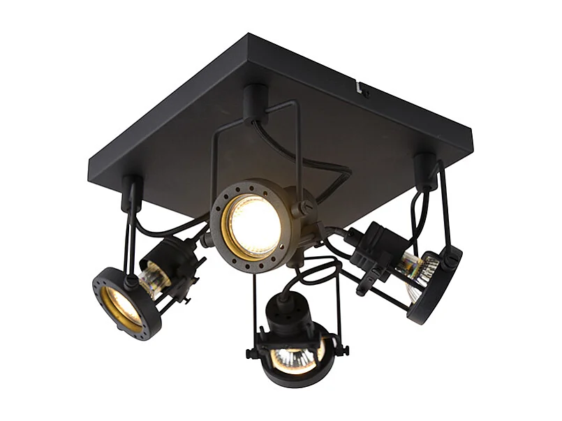Spot industriel noir 4 lumières - Suplux