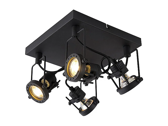 Spot industriel noir 4 lumières - Suplux