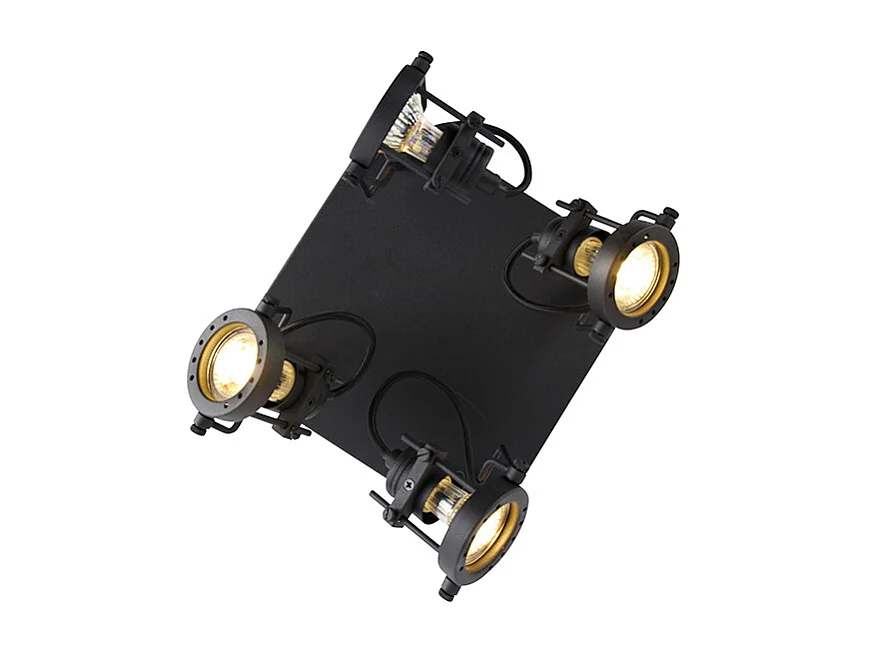Spot industriel noir 4 lumières - Suplux