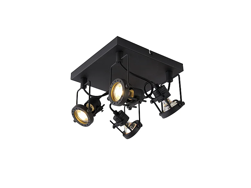 Spot industriel noir 4 lumières - Suplux