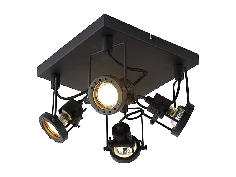 Spot industriel noir 4 lumières - Suplux