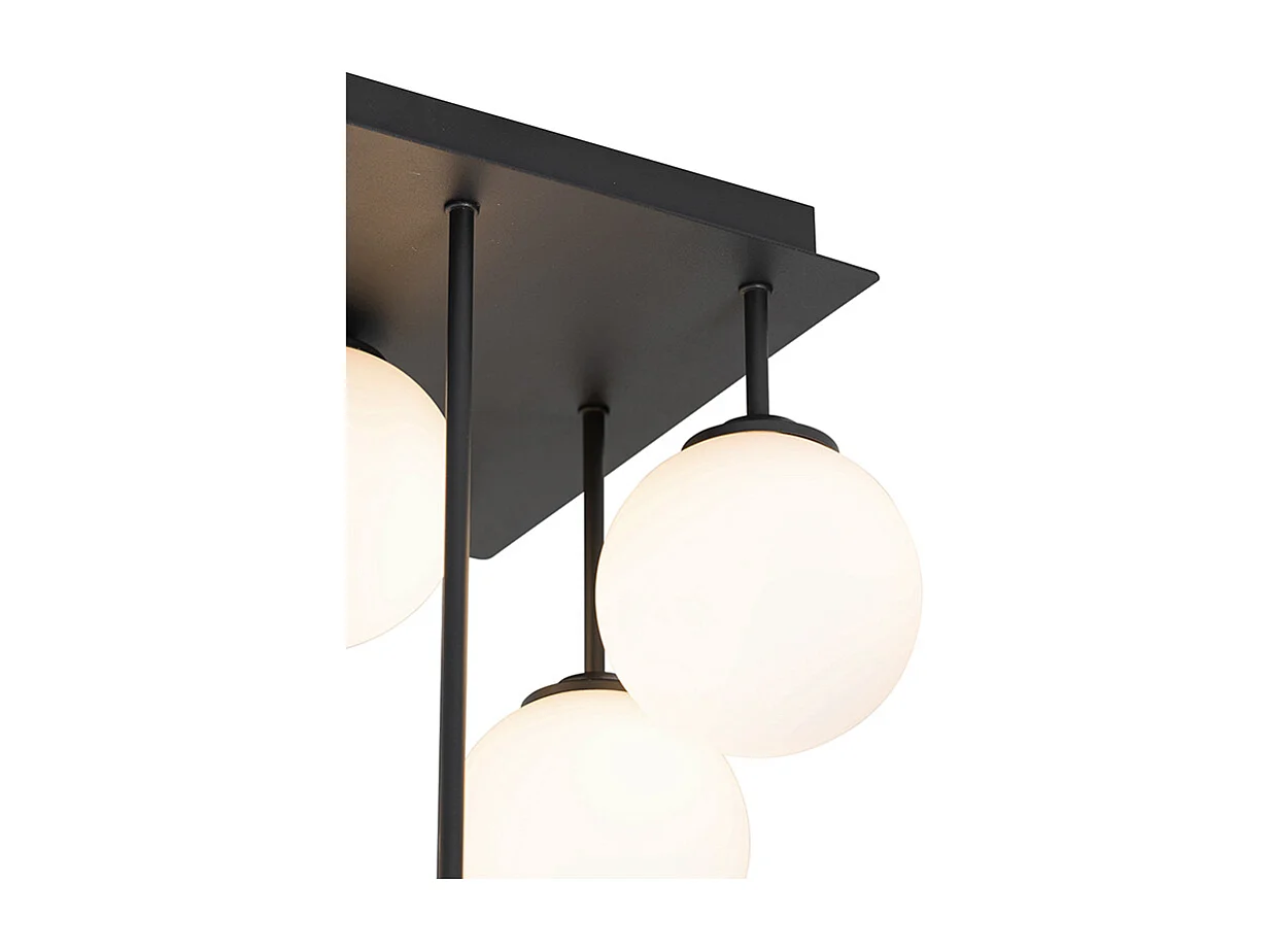Plafonnier moderne noir avec verre opale 9 lumières - Athènes