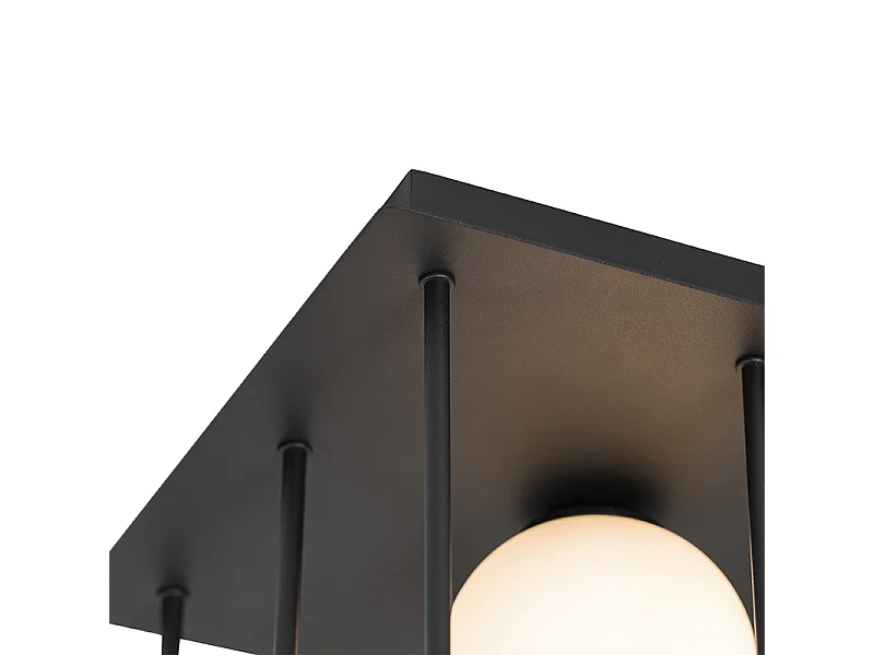 Plafonnier moderne noir avec verre opale 9 lumières - Athènes